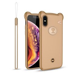 iPhone Xr 3D Teddy Bear Design Case with Hand Strap (Brown)